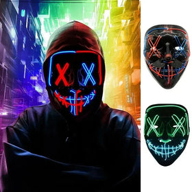 LED Dual Color Glowing Masks Halloween Letter V Horror Mask